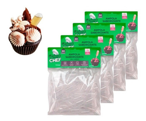 Kit 200 Ampolas Saborizante 1ml Cilindrica Para Doces 0
