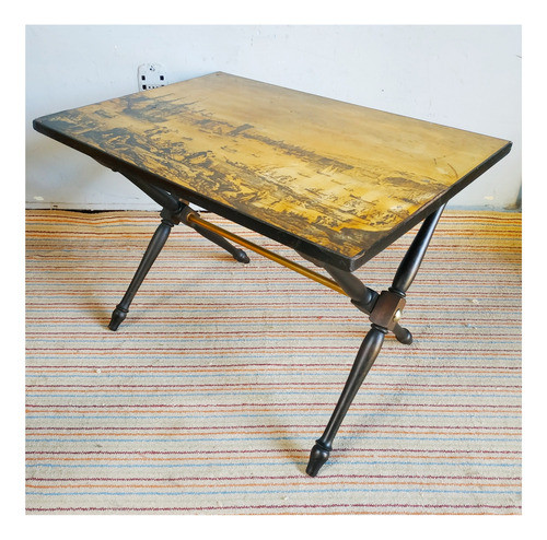 Mesa Plegable Base De Madera C/tapa Foto Antigua Desmontable 0