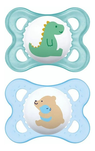 Kit 2 Chupetas Bico De Silicone Original Flow 0m+ Azul Mam 0