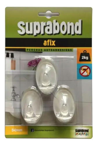 Percha X3 Pvc Transparente 54mm Adhesiva Ovalada Suprabond 0