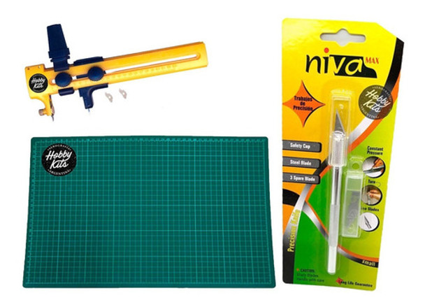 Cutter Bisturi Compas Con Base Plancha De Corte A3 Patchwork 0