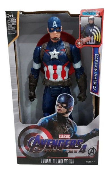 Muñeco Capitán América Avengers Grande 30cm Con Luz Y Sonido 0