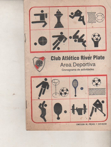 Folleto Del Club * River Plate * Cronograma De Actividades 0