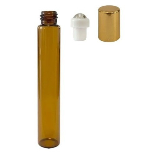 10 Frasco De Vidro Ambar Roll-on 10ml Com Tampa 0