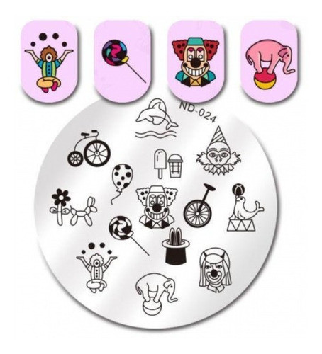 Nicole Diary Placa Sello Uñas Stamping Nd-024 24 Circo 0