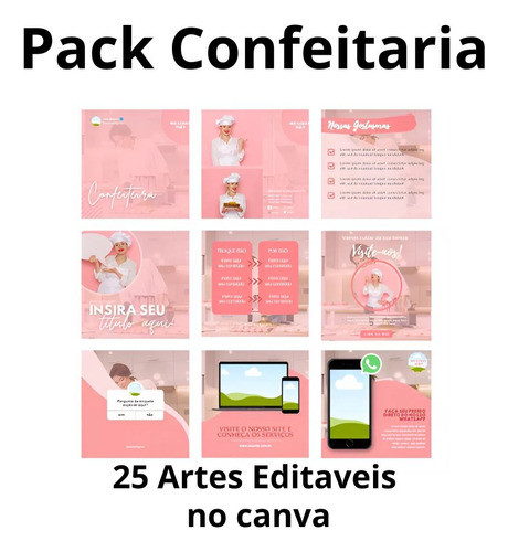 Pack Canva Confeitaria 25 Artes Profissionais E Editáveis 0