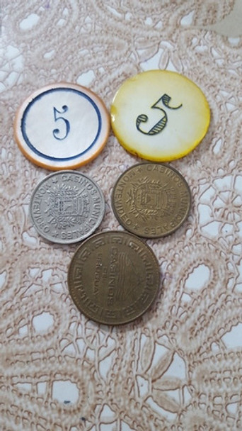 Fichas De Casino Municipal Lote De 5 0