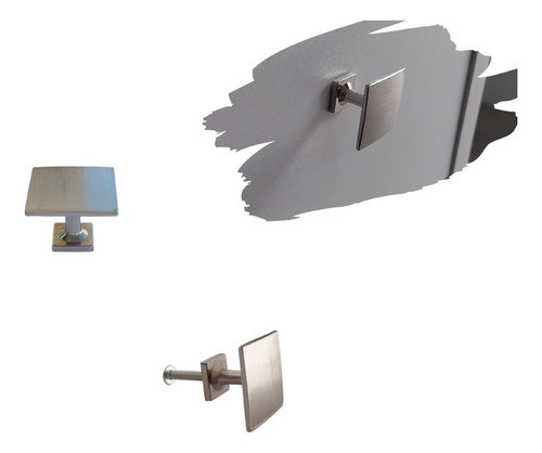 7 Puxador De Armário Gaveta Ponto Quadrado Escovado 30x30mm 0