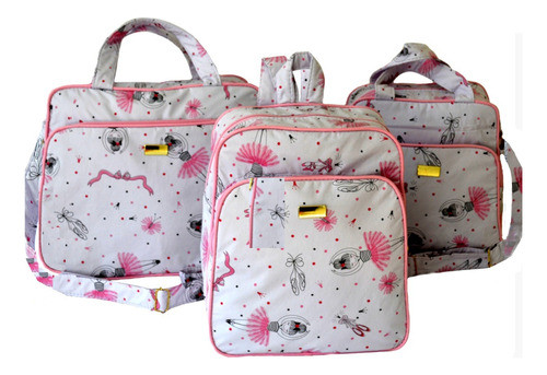 Kit Bolsa Mala Mamãe Mochila  Passeio - Desenho Bl 3pçs 0