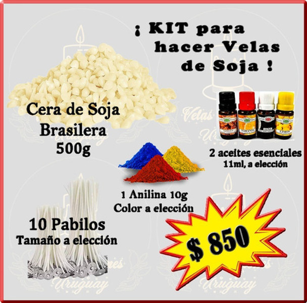Kit P/hacer Velas Cera D Soja 10 Pabilos 2 Aceites 1 Anilina 0 Kit P/hacer Velas Cera D Soja 10 Pabilos 2 Aceites 1 Anilina 0