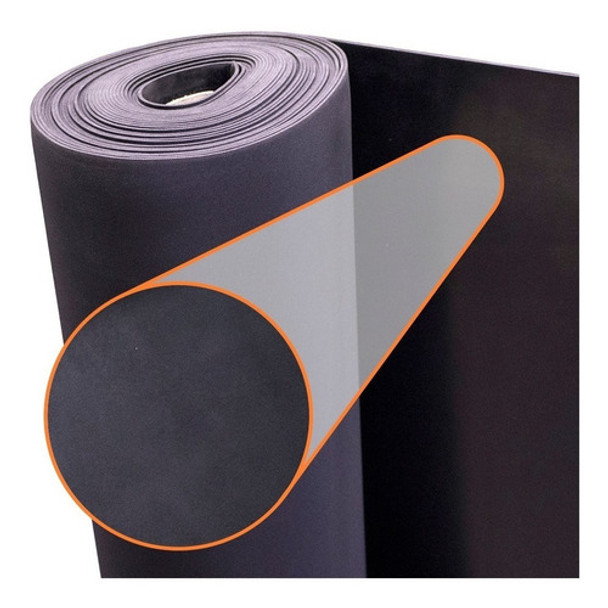 Piso De Goma Liso Negro 2 Mm Alto Transito Rollo Ancho 1 M 0