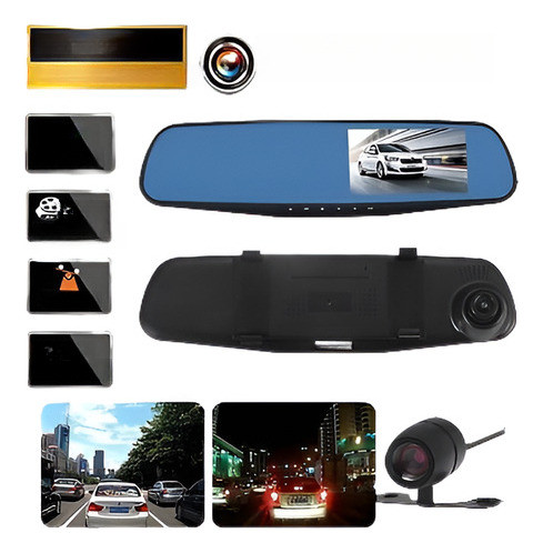 1080p Coche Retrovisor Doble Dash Cam Cámara Vehículo Delant 0