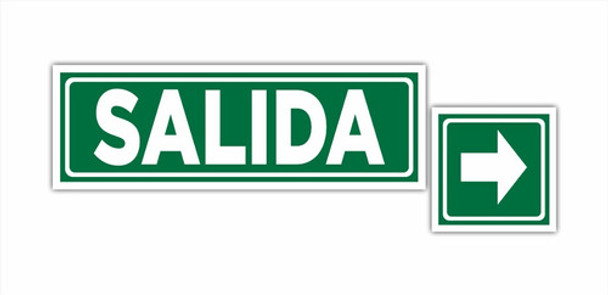 Cartel Evacuación Salida 10x30 Combo Con Flecha 10x10 Señal 0