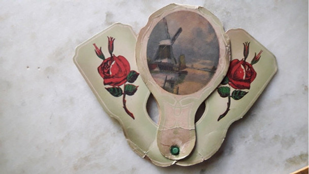 Antiguo Abanico De Carton  Con Publicidad Dorso 0