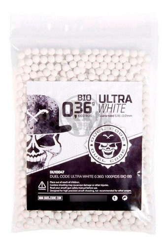 Balines 6mm .36g Duel Code X1000 Airsoft Bio Ultra White 0