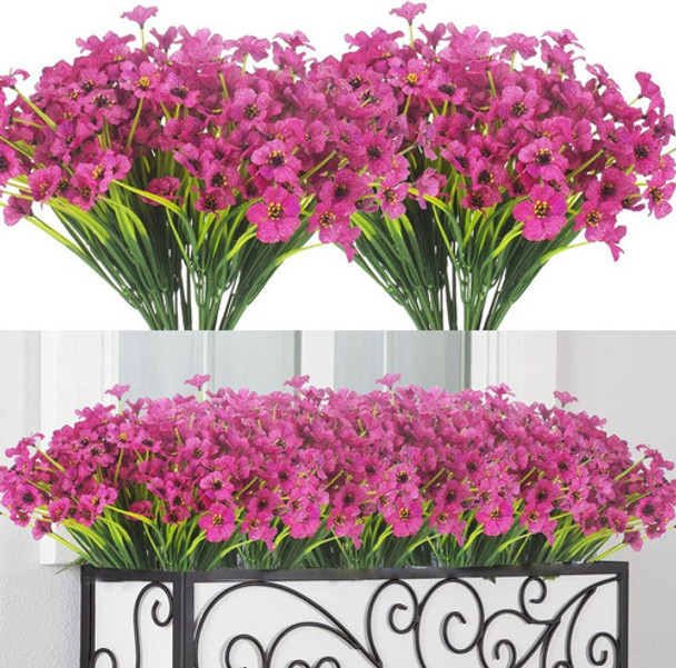 12 Paquetes De Flores Moradas Artificiales Para Exterior 0