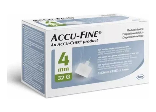 Agujas Accu Fine 4 Mm X 32 G - Caja De 100 Unidades - Roche 0