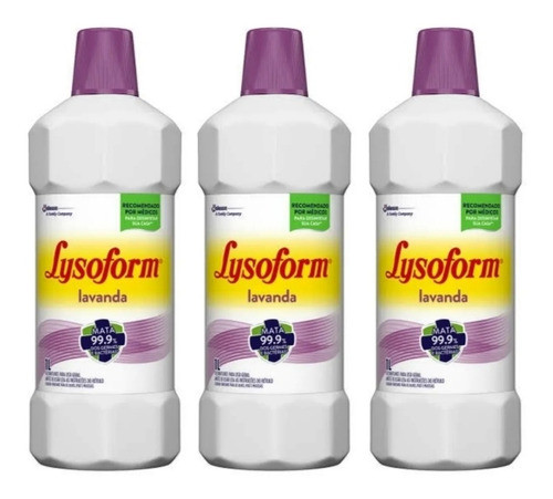 Kit 5 Desinfetante Bactericida  Lysoform Lavanda 1 Litro 0