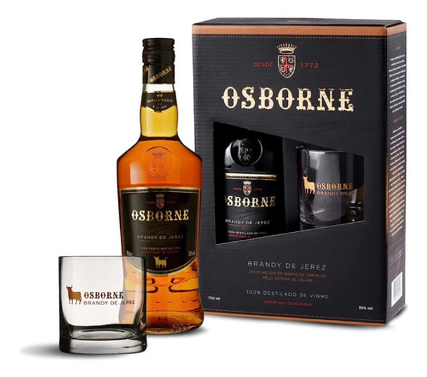 Kit Conhaque Brandy De Jerez Osborne Sabor 700 Ml + Copo 0
