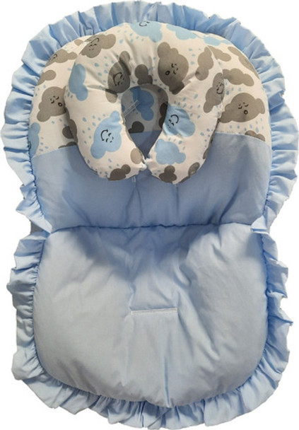 Capa Para Bebê Conforto + Apoio De Pescoço Nuvem Azul Menino 0 Capa Para Bebê Conforto + Apoio De Pescoço Nuvem Azul Menino 0