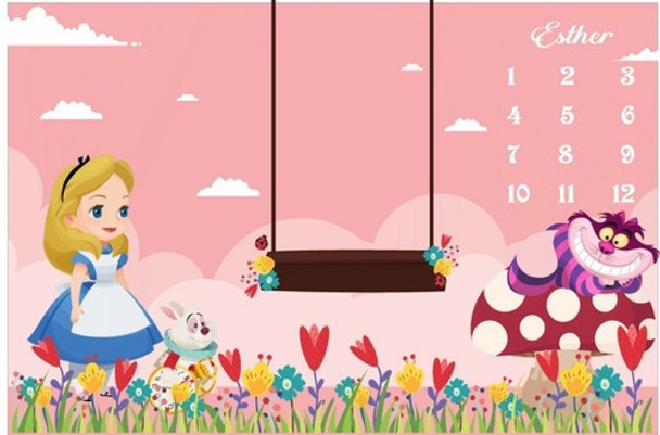 Tapete Mesversario Original-tema Alice No País Das Maravilha 0