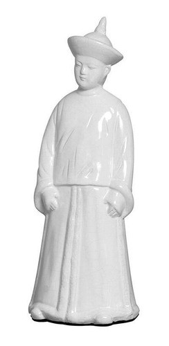 Escultura Chinesa Cerâmica Homem Branco Maison Blanch 0
