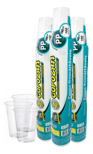 Copo Descartável 180ml Plástico Pp Transparente 25x100 0