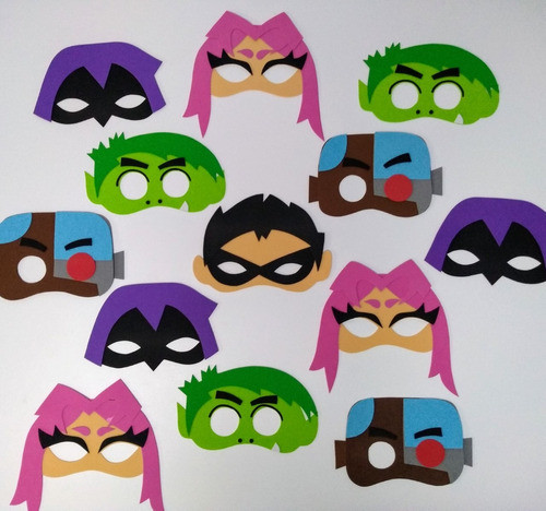 X10 Antifaces Goma Eva Sorpresitas Jóvenes Titanes En Acción 0