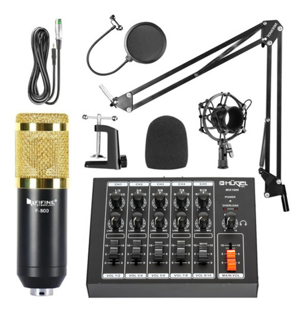 Micrófono Condensador Con Mixer + Soporte + Pop Filter Prm 0