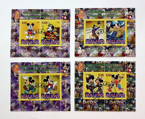 Malawi * 4 Bloques * Disneylandia Mickey Mouse Pluto Donald 0