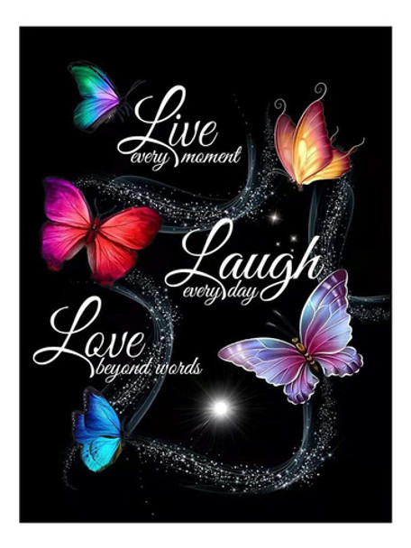 Kit Pintura Con Diamantes 5d Live Love Laugh Diy 30x40cm 0