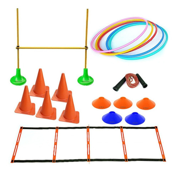Kit Escalera Entrenamiento Aros Conos Soga Valla Regulable C 0