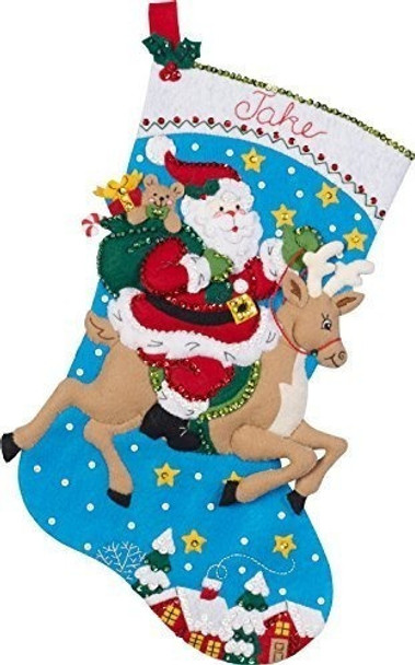 Bucilla 18 Pulgadas Calcetin De Navidad De Fieltro Apliques 0