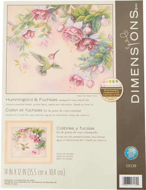 Kit De Bordado Con Estampado De Colibrí Y Fuchsias, 35x30cm 0