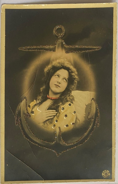 Antigua Postal Romántica, Mujer, Retrato, Circa 1900, Pr46 0