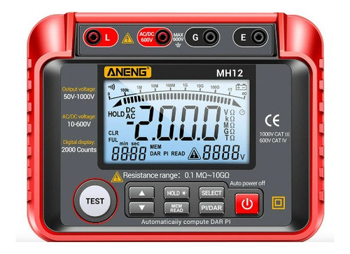Megohmetro Aneng Mh12 Medidor De Transistores Lcd Eupro 0