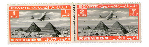 Egipto 2 Sellos Aéreos Mint Avión Sobre Pirámides Año 1933 0