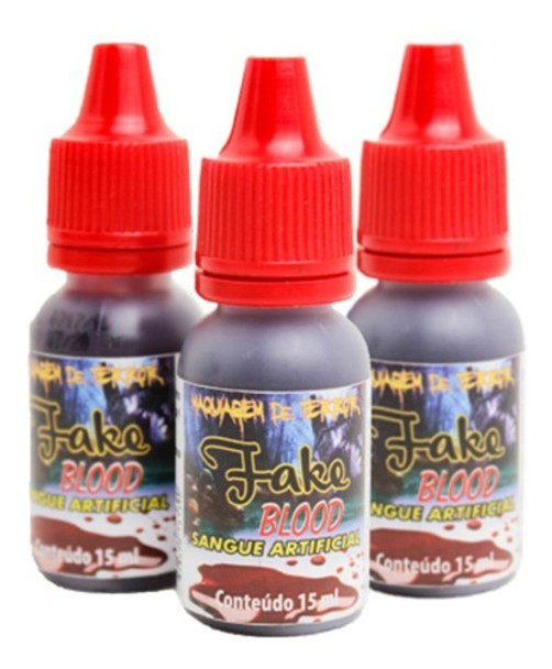 Kit Com 3 Unidades - Sangue Falso - Maquiagem Para Halloween 0 Kit Com 3 Unidades - Sangue Falso - Maquiagem Para Halloween 0