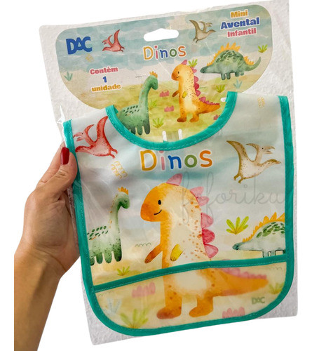 Babador Impermeável Com Bolso Mini Avental Dinossauro Dac 0
