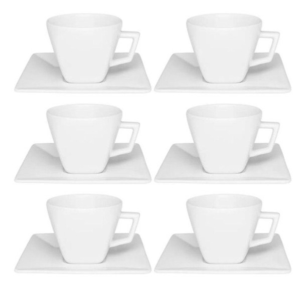 Conjunto Xícara Chá Com Pires 06 Peças Quartier White Oxford 0