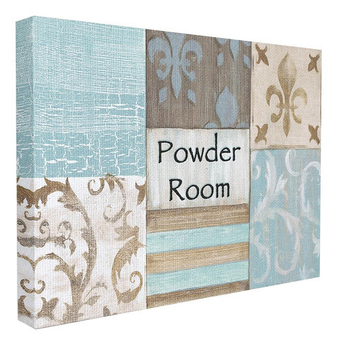 Stupell Industries Fleur De Lis Tocador Azul, Marrón Y Beige 0