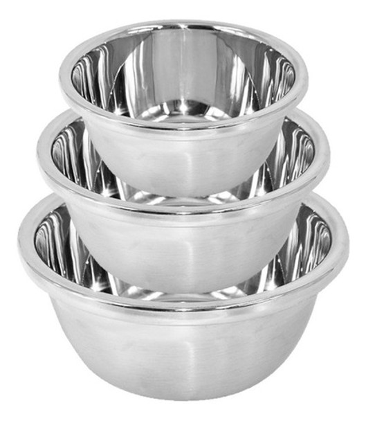 Set X3 Bowls Batidor Batir Acero Inox Reforzado Reposteria 0