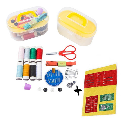 Kit Caja Costura Portatil Costurero Viaje Hilos + 25 Agujas 0