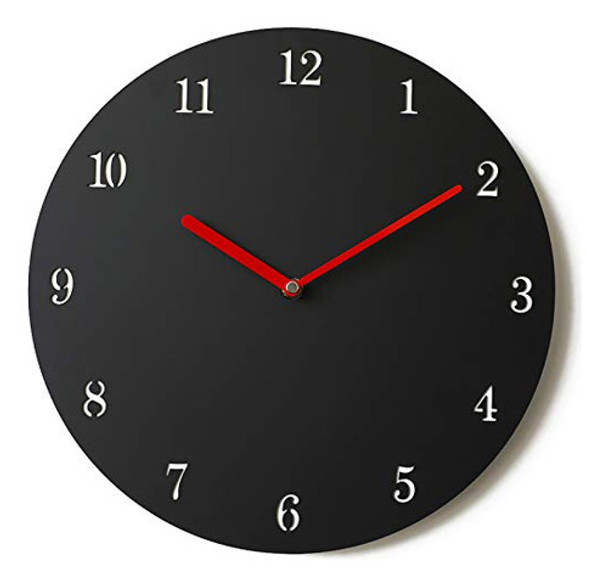 Reloj De Pared Negro Y Rojo Minimalista Moderno 0