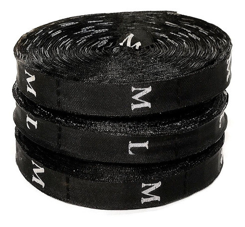 Talles Tafeta Bordados Fondo Negro X 25mts Números Y Letras 0