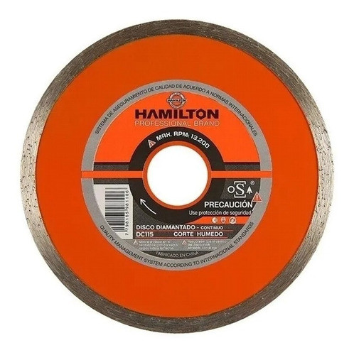 Disco Diamantado Continuo Corte Humedo 115mm Hamilton Dc115 0