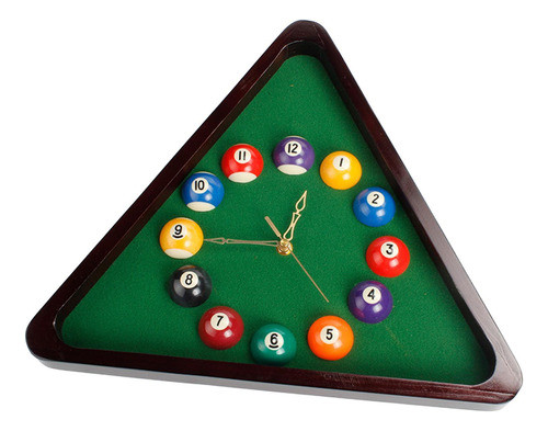 Relógio De Parede De Madeira Triangular Com Bola De Bilhar A 0