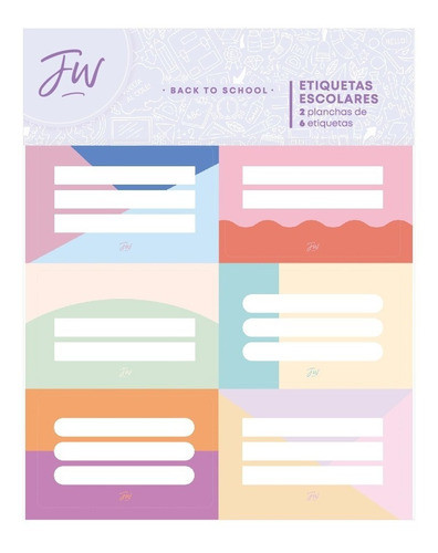 Etiquetas Escolares Pastel Set X 12 Unidades Fw 0