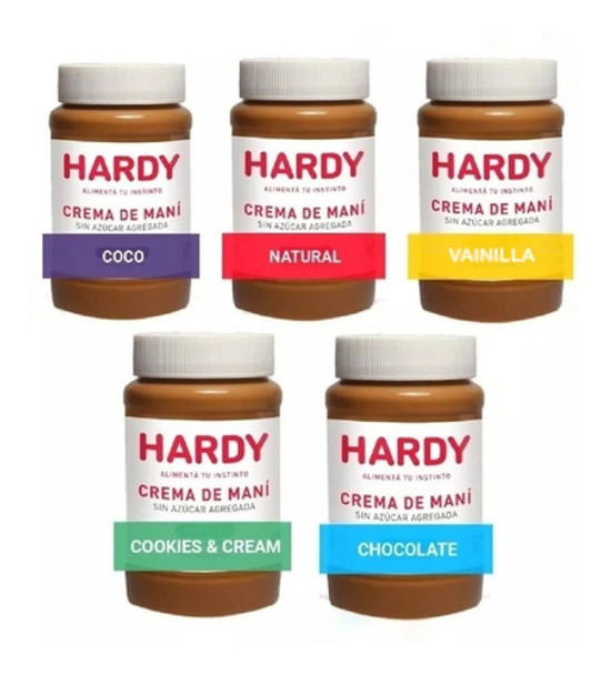 Pack 5 Pastas De Mani Hardy 100% Natural Sin Azucar Vegana 0