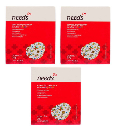 Kit Protetor Ocular Infantil Needs Pirata 20un C/ 3 Pacotes 0